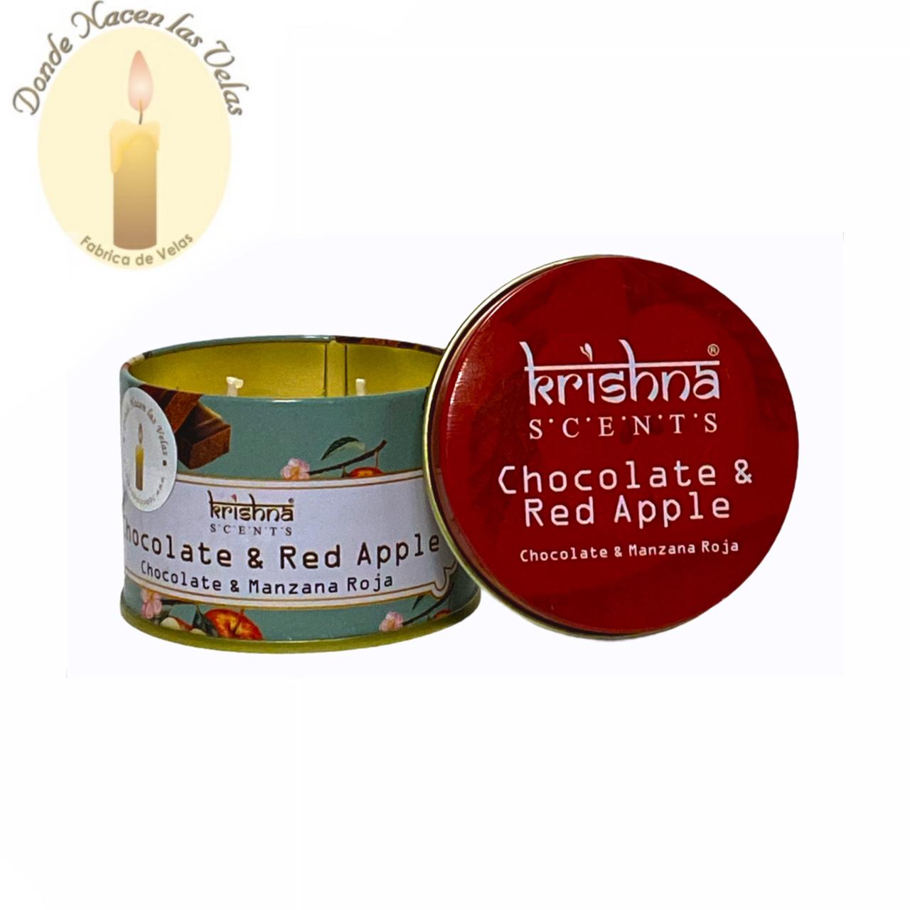 Vela Lata Krishna Chocolate Manzana Roja Doble Mecha
