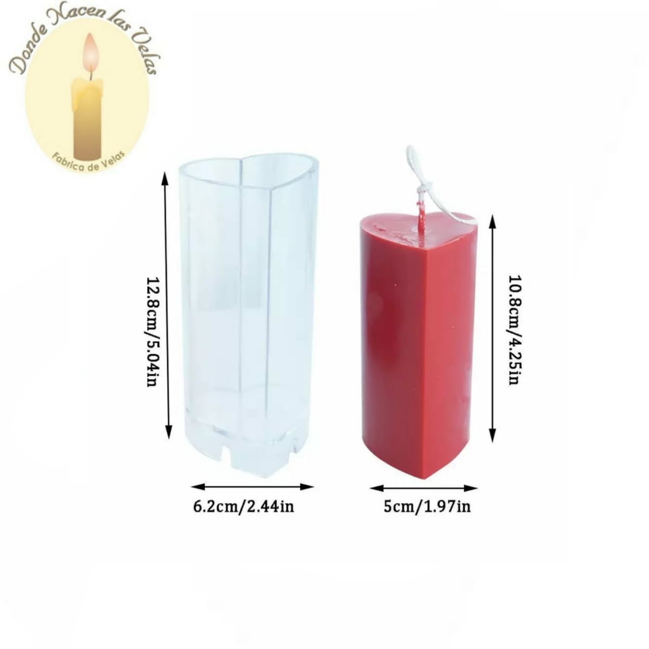 Molde De Acrilico Para Velas Cirio Corazòn MS38