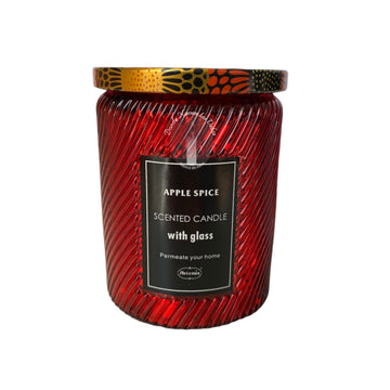 Vela Aromatica Manzana Metalizada Vidrio Grande Rojo