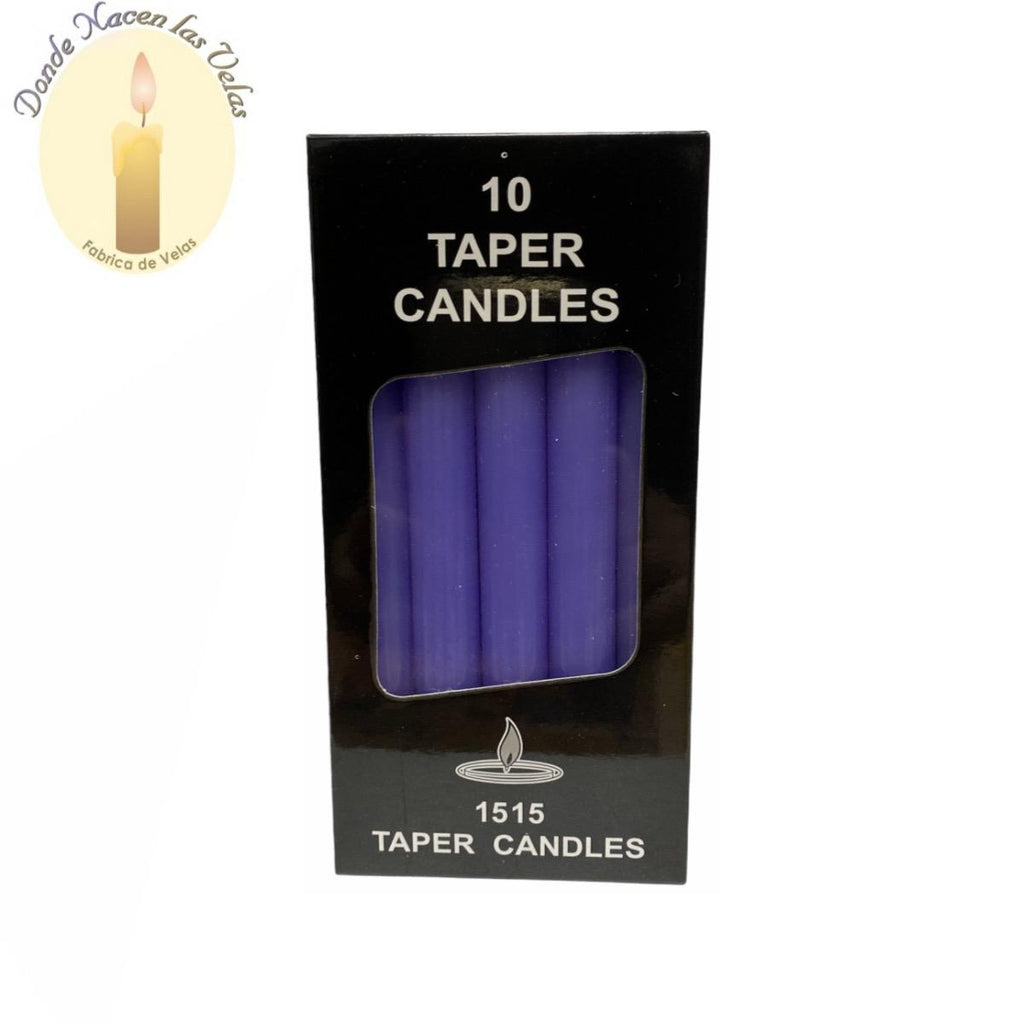 Velas Morado 10 Unidades Medidas: 15cm Alto X 1cm De Diametro