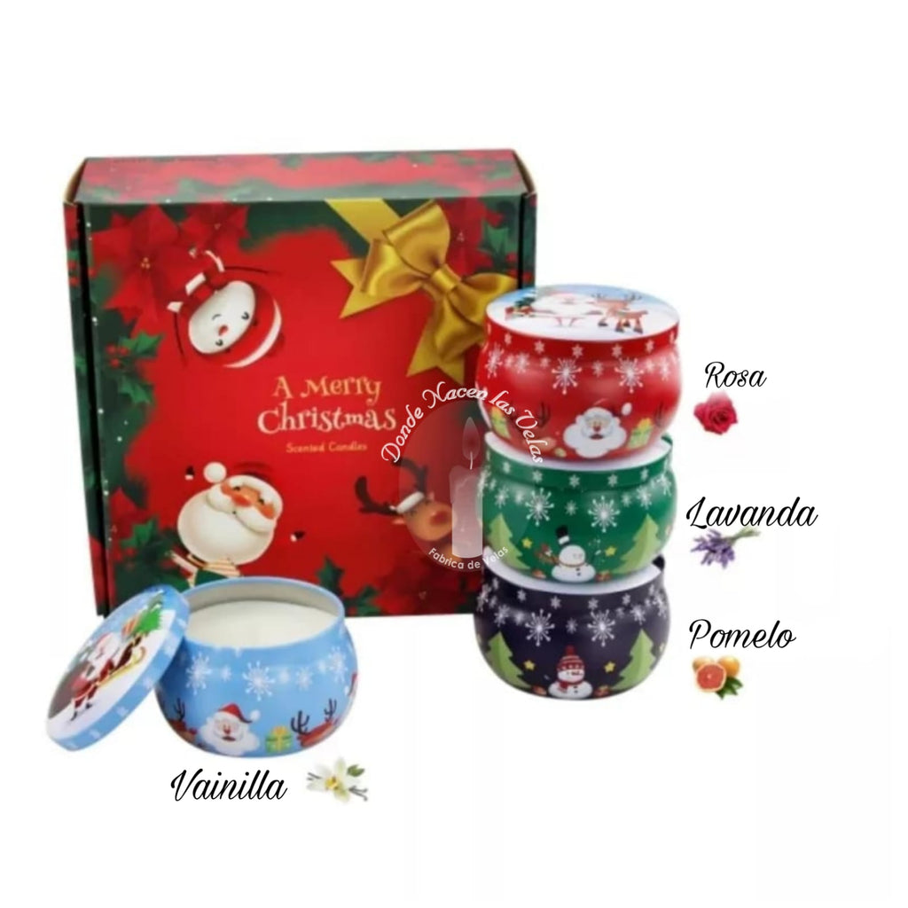 Velas Perfumadas Pack De 4, Navidad Con Flores Secas (m24)