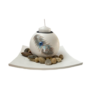 Porta Vela Set 3 Piezas Blanco